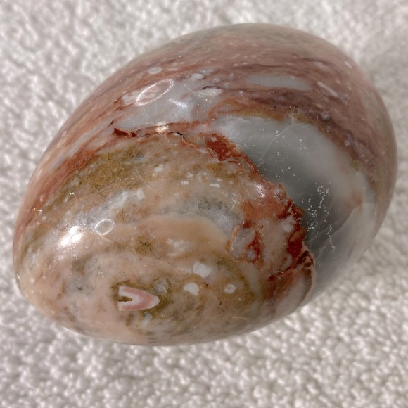Vintage Brecchiated Jasper Polished Red Jasper Stone Egg Flat Bottom Paper Wght - Picture 10 of 10